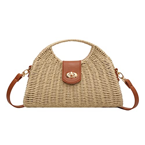 Designer straw shoulder bag for women, beach tote