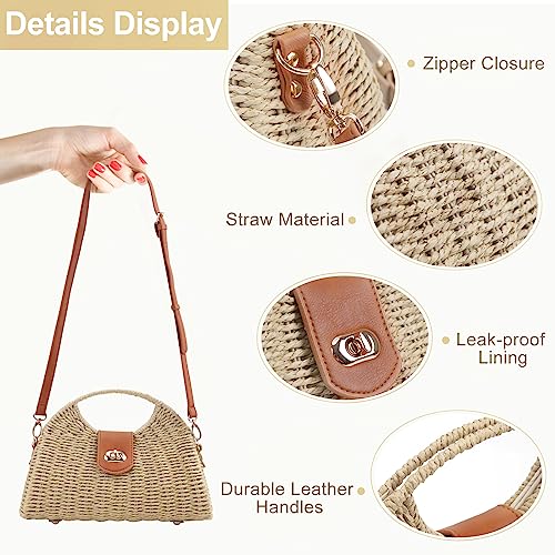 Designer straw shoulder bag for women, beach tote