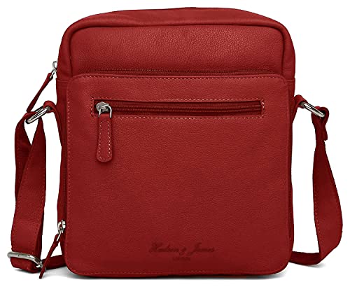 Red Designer Crossbody Bag with Genuine Nappa Leather