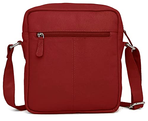 Red Designer Crossbody Bag with Genuine Nappa Leather