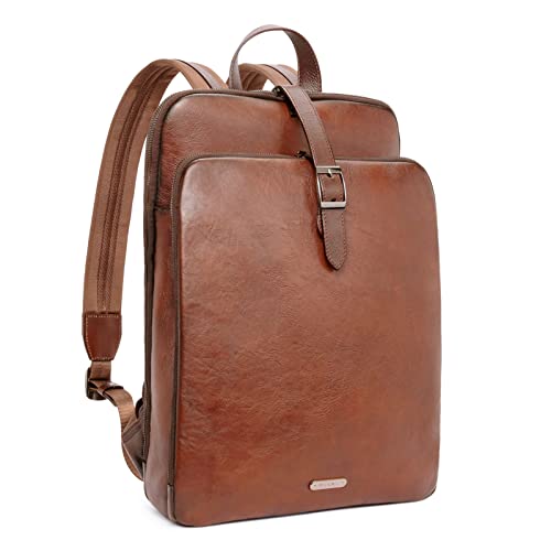 CLUCI Large Dark Brown Leather Backpack Purse