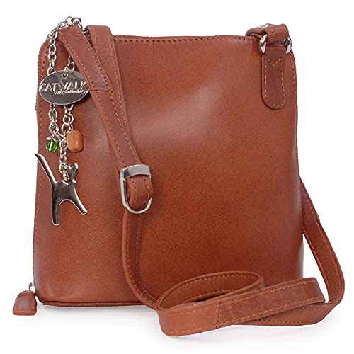 ELEANOR Tan Leather Crossbody Shoulder Bag - Catwalk Collection