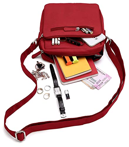 Red Designer Crossbody Bag with Genuine Nappa Leather