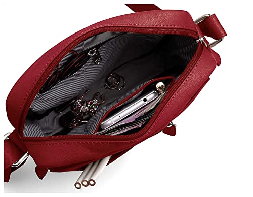 Red Designer Crossbody Bag with Genuine Nappa Leather