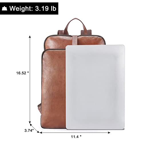 CLUCI Large Dark Brown Leather Backpack Purse