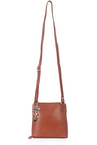ELEANOR Tan Leather Crossbody Shoulder Bag - Catwalk Collection