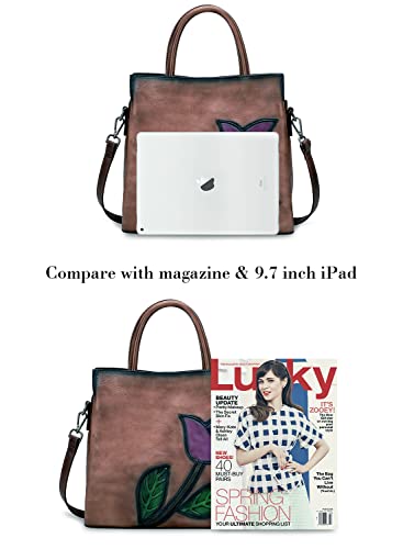 Vintage Embossed Leather Designer Satchel Bag for Women