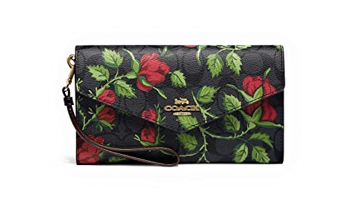 COACH Signature Leather Envelope Wallet with Floral Print