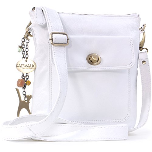 White Leather Cross Body Bag - LAURA