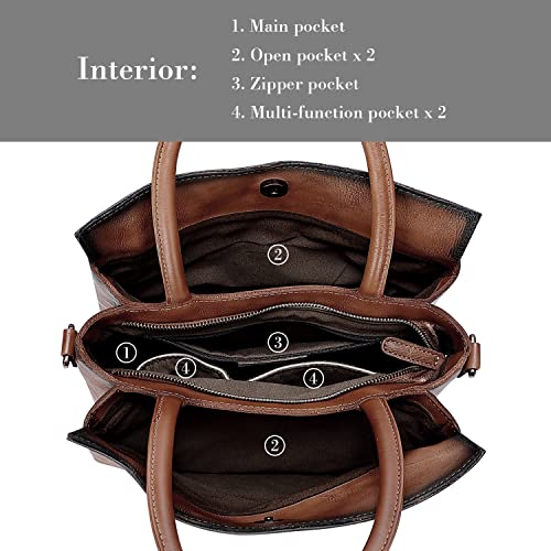 Vintage Embossed Leather Designer Satchel Bag for Women