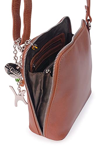 ELEANOR Tan Leather Crossbody Shoulder Bag - Catwalk Collection