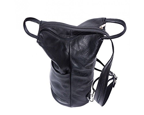 Italian Leather Rucksack Shoulder Bag in Navy