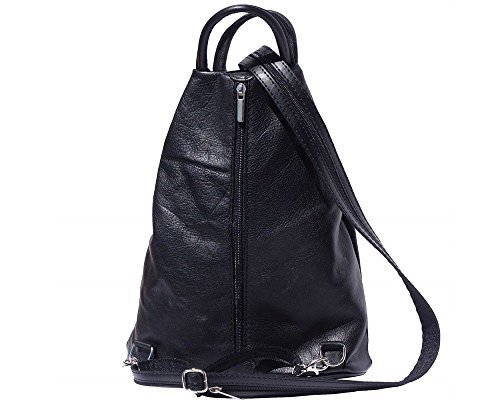 Italian Leather Rucksack Shoulder Bag in Navy