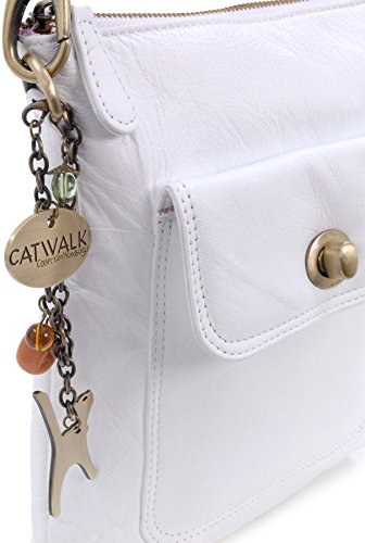 White Leather Cross Body Bag - LAURA