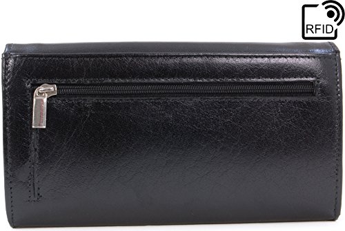 Black Leather Catwalk Collection RFID Ladies Organizer Purse