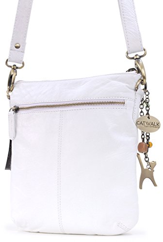 White Leather Cross Body Bag - LAURA