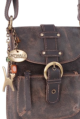 Catwalk Collection Handbags - Small Distressed Leather Crossbody