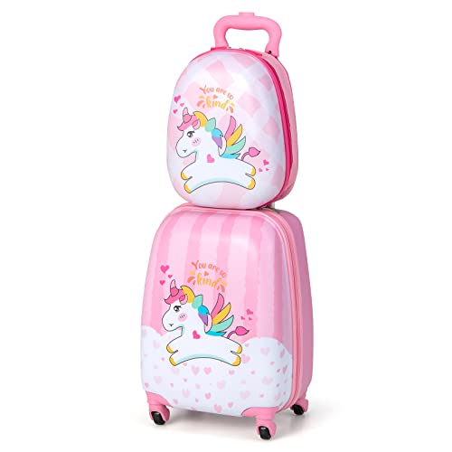 Designer Kids Luggage Set - Pink Travel Trolley
