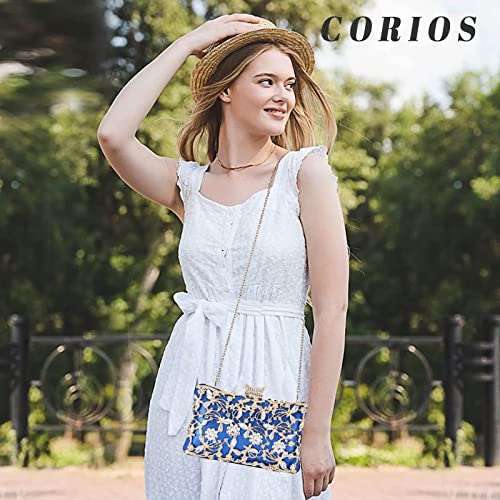 CORIOS Blue Evening Clutch with Crystal Glitter