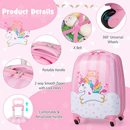 Designer Kids Luggage Set - Pink Travel Trolley