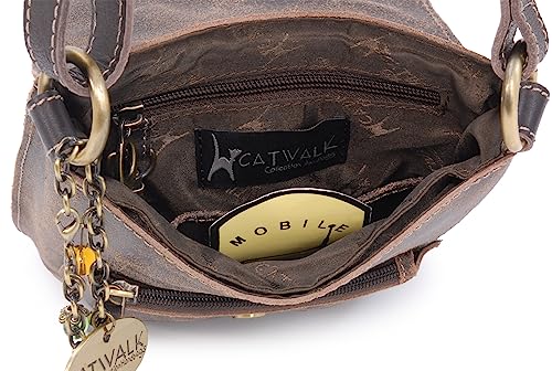 Catwalk Collection Handbags - Small Distressed Leather Crossbody