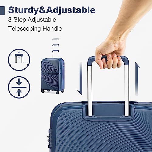 British Traveller Lightweight Hard Shell Travel Trolley (Navy)