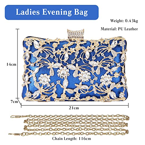 CORIOS Blue Evening Clutch with Crystal Glitter