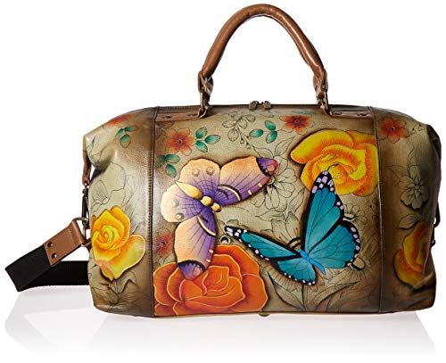 Anuschka Floral Paradise Tan Handpainted Leather Shoulder Hobo