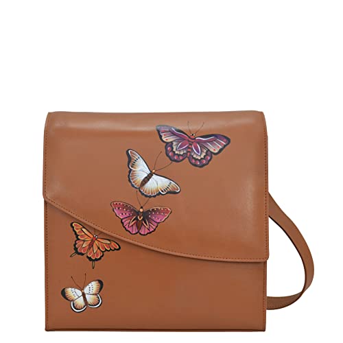 Anuschka Butterfly Honey Leather Flap Messenger Crossbody