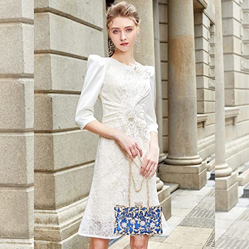 CORIOS Blue Evening Clutch with Crystal Glitter