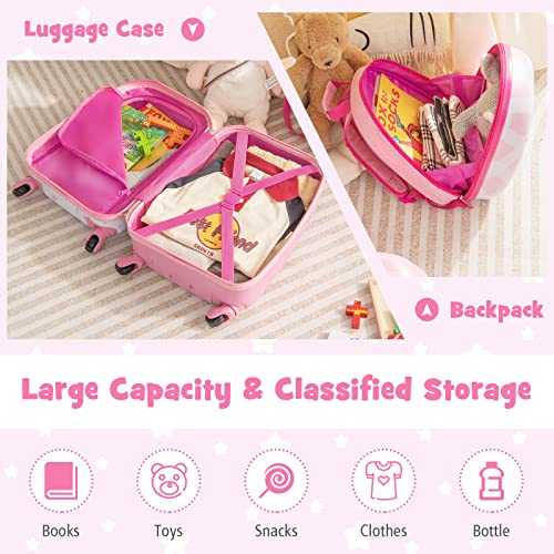 Designer Kids Luggage Set - Pink Travel Trolley