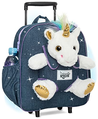 White Unicorn Rolling Backpack for Kids - Girls & Boys