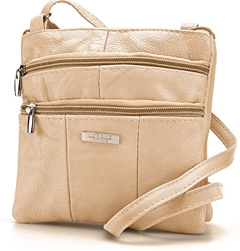 Lorenz Elegant Beige Leather Crossbody/Shoulder Bag