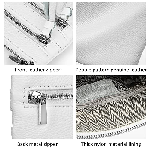 White Crossbody Designer Leather Handbag with Multiple Pockets