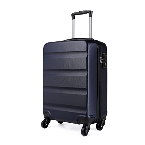 Kono Designer ABS Luggage: Navy Carry-on with Spinner Wheels
