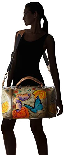 Anuschka Floral Paradise Tan Handpainted Leather Shoulder Hobo