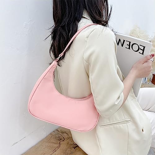 Nylon Y2k Shoulder Bags with Pom Pom Keychain