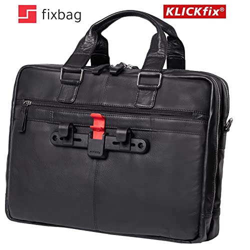 Alassio Genuine Leather Black Briefcase with Bicycles/Laptop Function