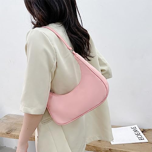 Nylon Y2k Shoulder Bags with Pom Pom Keychain