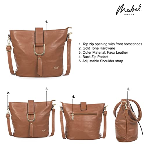 Mabel Women's Vegan Leather Bucket Crossbody Handbag