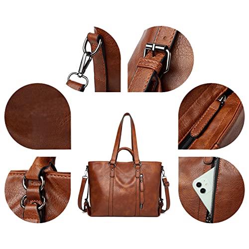 Aileese Damen Retro Leder Handtasche - Blau