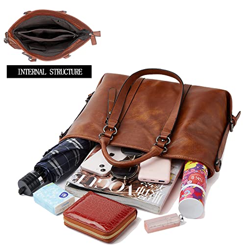 Aileese Damen Retro Leder Handtasche - Blau