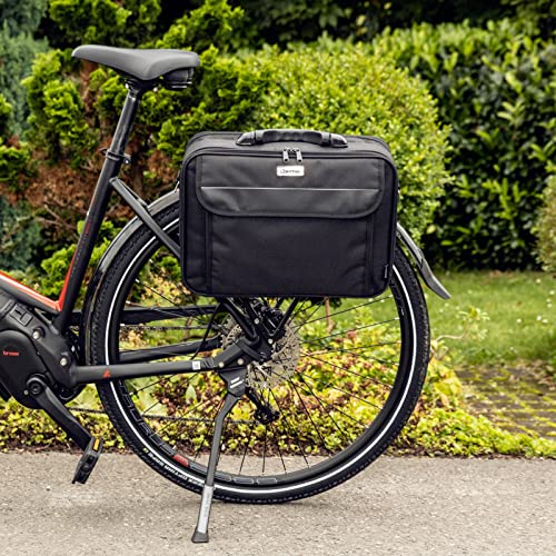 Alassio Genuine Leather Black Briefcase with Bicycles/Laptop Function
