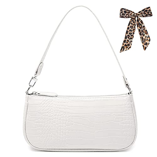 Retro Classic Shoulder Tote - Ladies' White Clutch