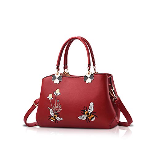 Designer Nicole&Doris Retro Crossbody Handbag - Wine Red