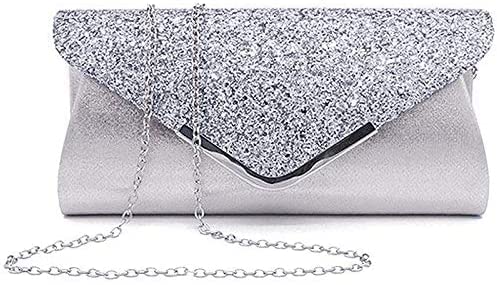 Konluesr Silver Sequin Clutch Bag