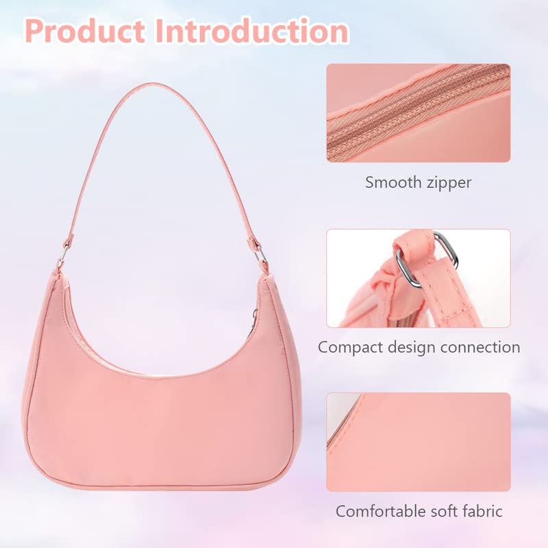 Nylon Y2k Shoulder Bags with Pom Pom Keychain