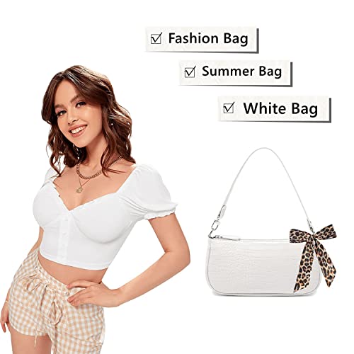 Retro Classic Shoulder Tote - Ladies' White Clutch