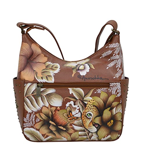 Anuschka Cleopatra's Leopard Tan Leather Classic Hobo