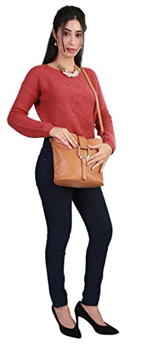 Mabel Women's Vegan Leather Bucket Crossbody Handbag